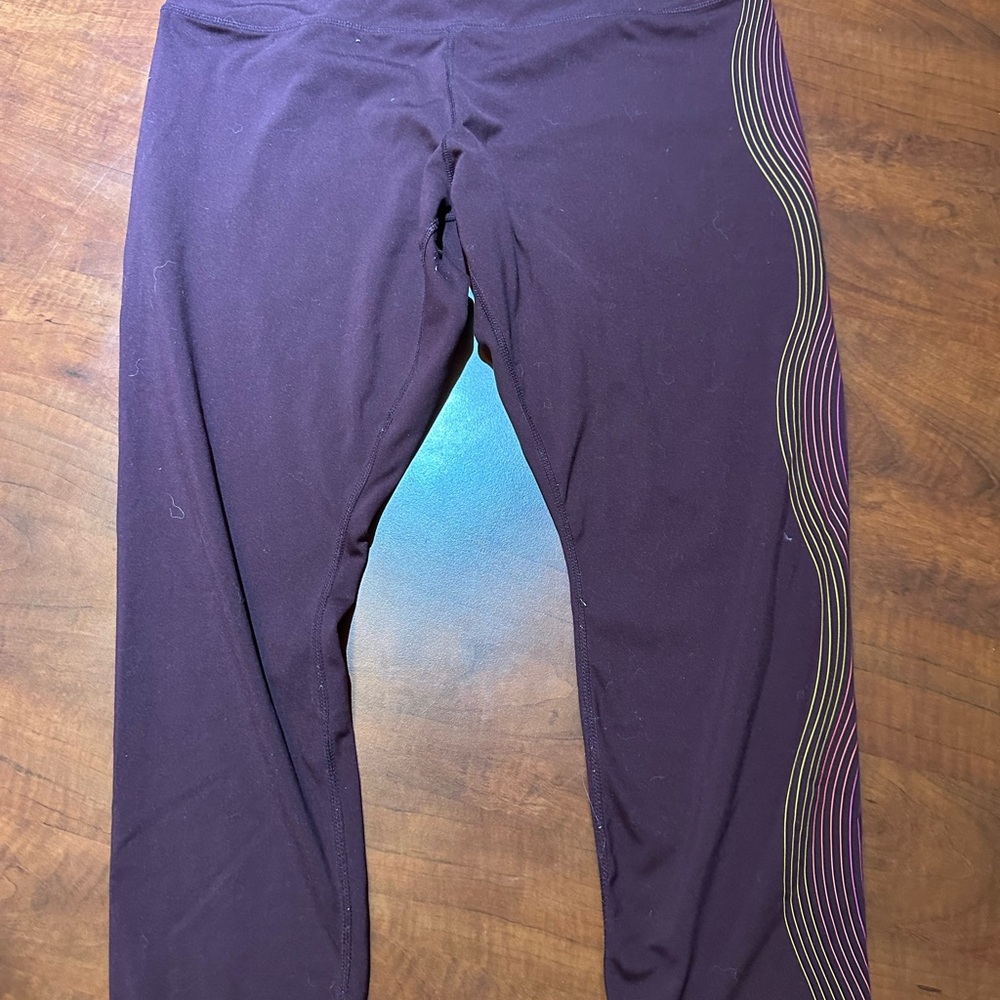 Xersion Purple Leggings with Gold Accents